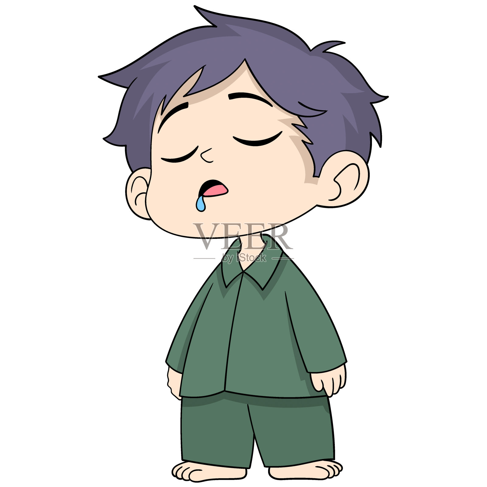 小男孩在梦游插画图片素材