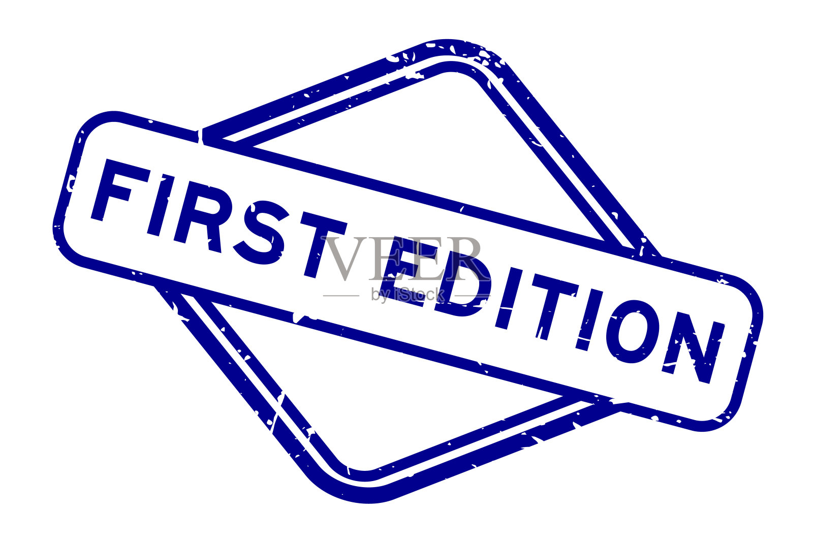 垃圾蓝色第一版字橡胶印章在白色的背景插画图片素材