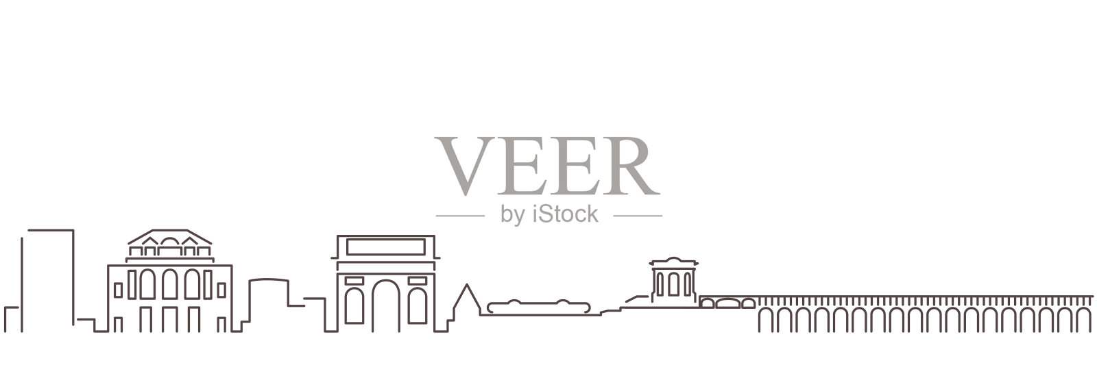 蒙彼利埃黑线简单的极简主义天际线与白色背景插画图片素材