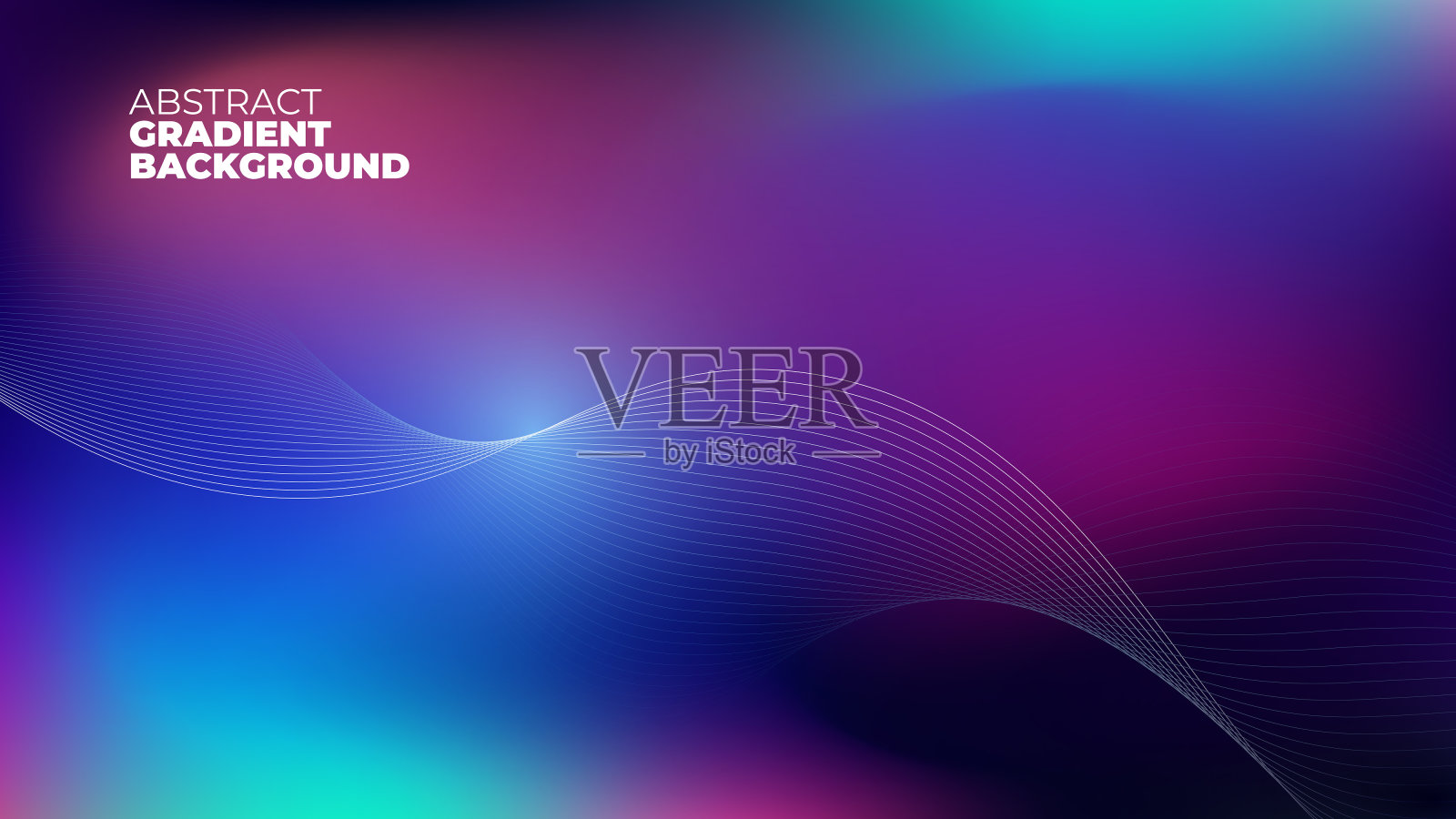 充满活力的渐变背景与白色波浪线的现代设计插画图片素材