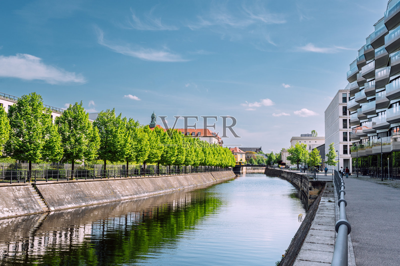 柏林河边绿树成荫的夏日美景照片摄影图片