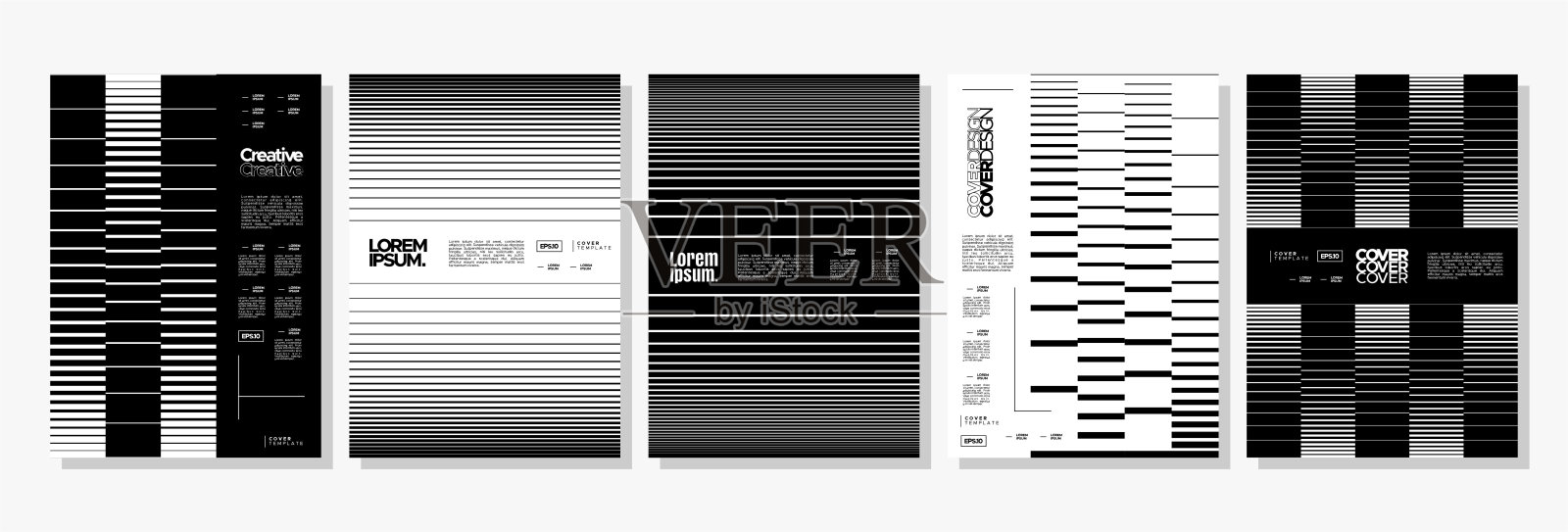 技术水平条纹线抽象封面设计集插画图片素材