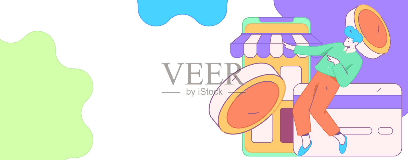 网上购物支付安全字符平面矢量概念操作手绘插图插画图片素材