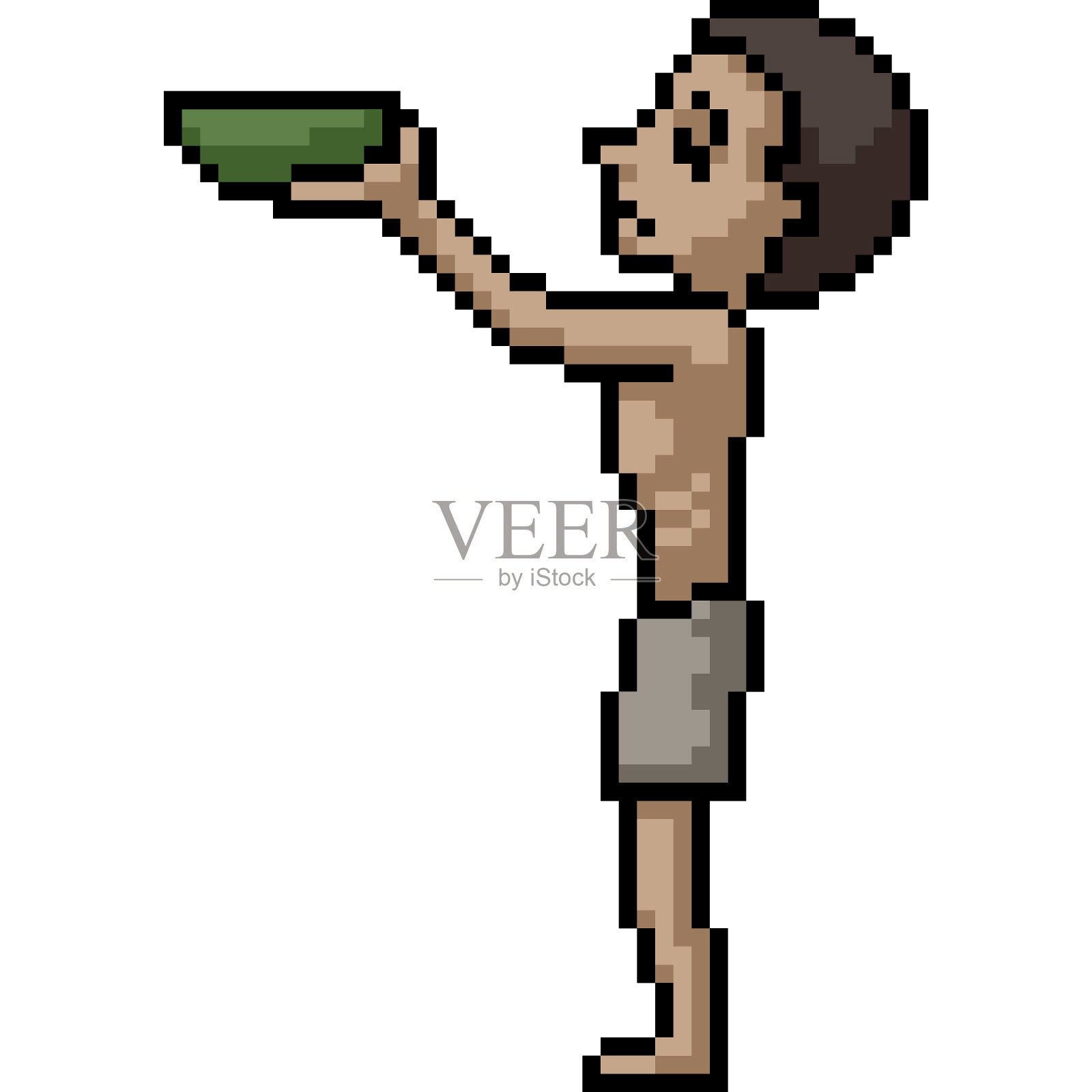 饥饿孩子的像素艺术插画图片素材