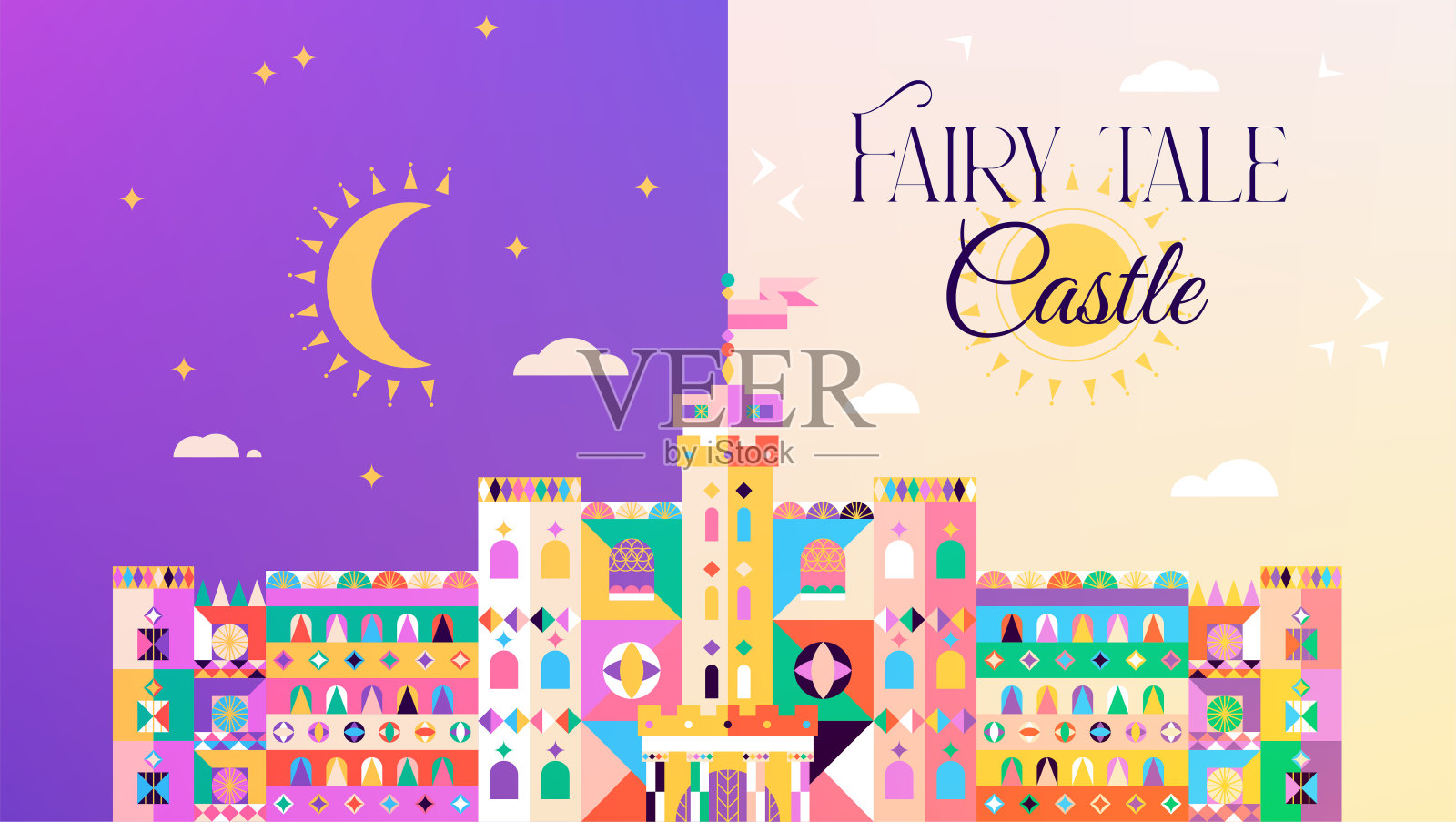 童话城堡banner插画图片素材