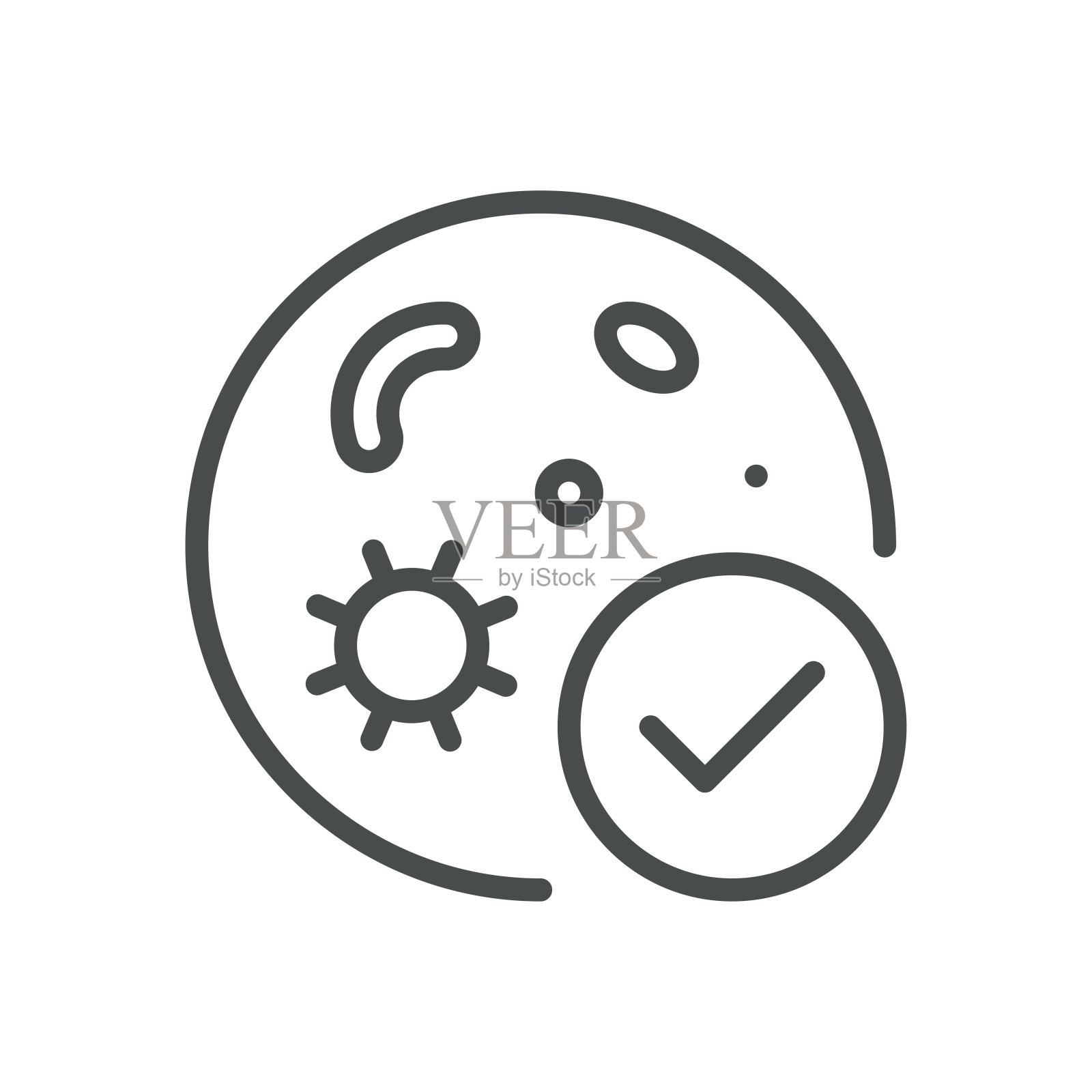 细菌感染阳性图标。载体插图阳性测试结果细菌感染,代表病原体的存在。隔离轮廓医疗标志。插画图片素材