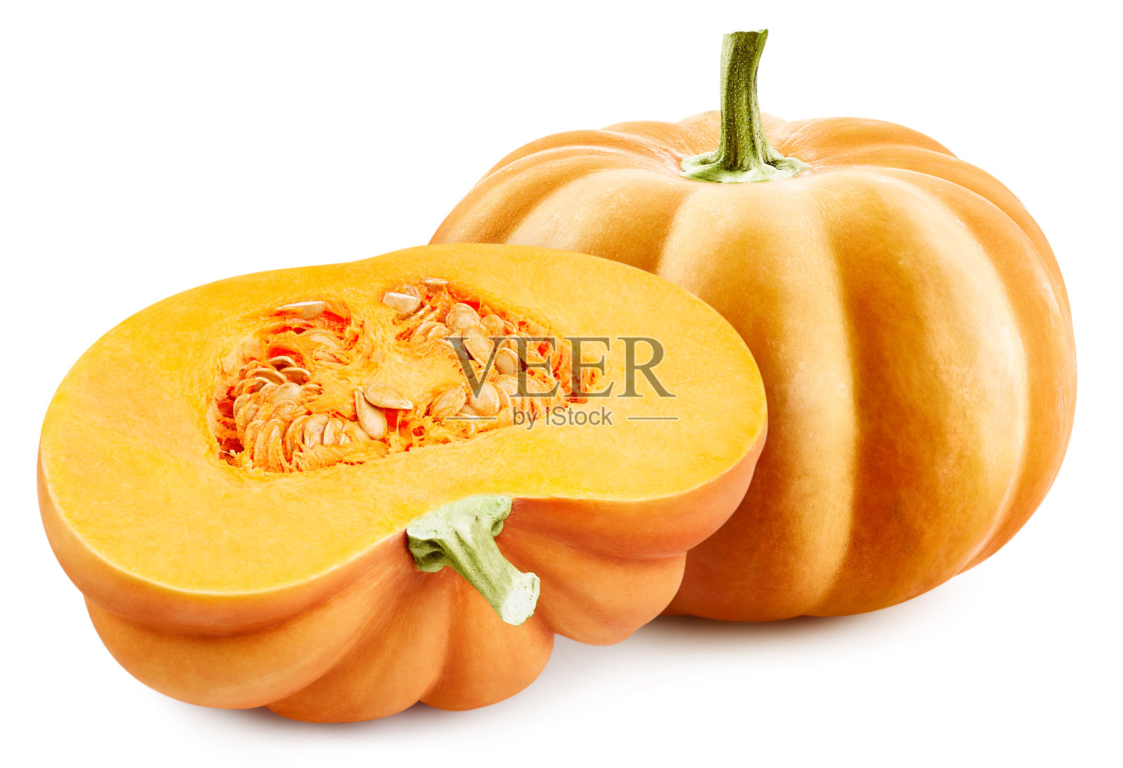 新鲜南瓜修剪路径。南瓜微距相片照片摄影图片