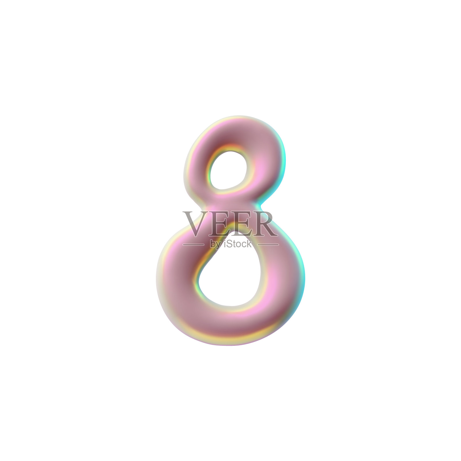 数字8在千年虫风格的三维彩虹矢量插图。插画图片素材