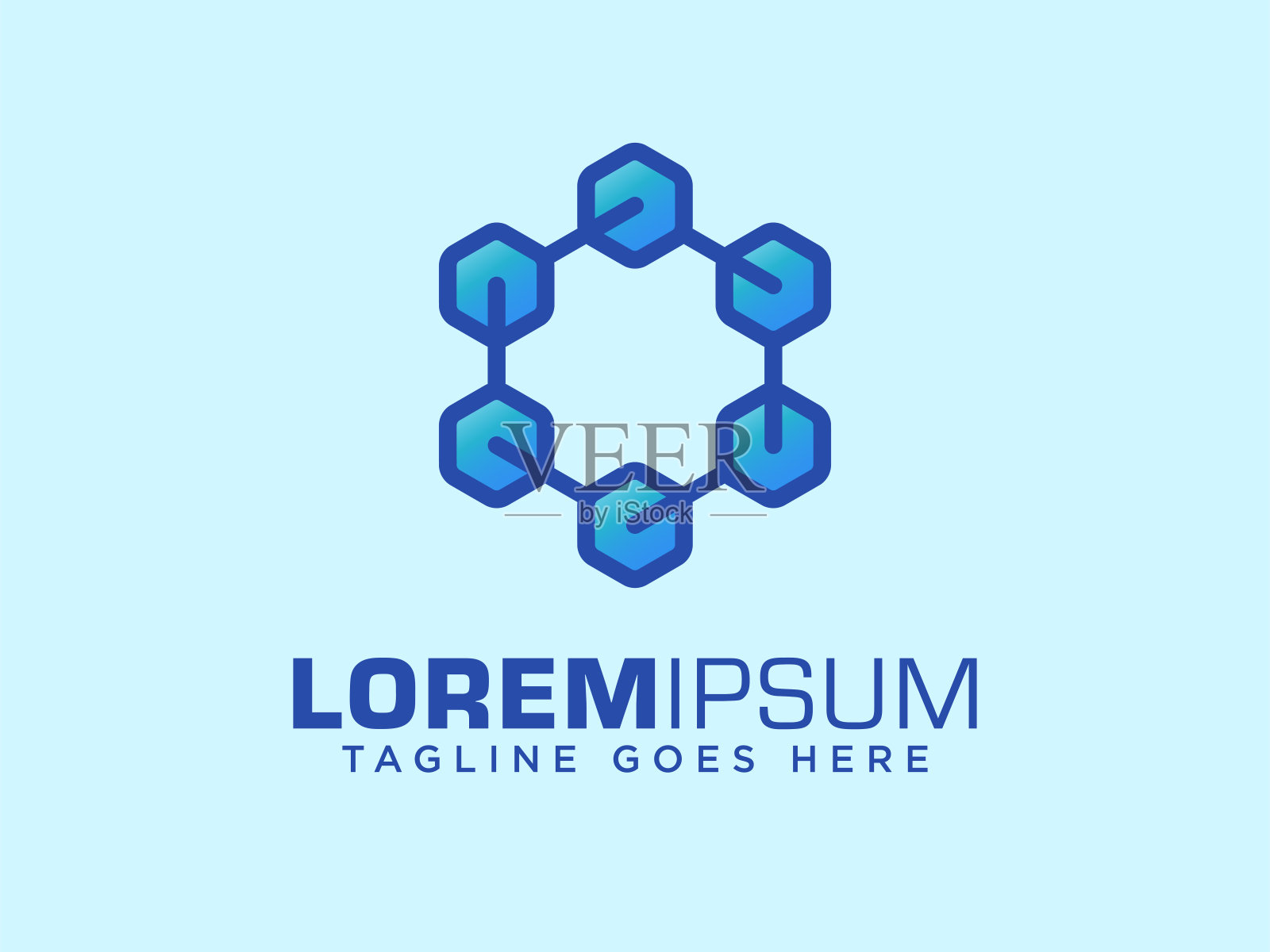 区块链图标设计。加密货币挖矿图标。比特币服务。插画图片素材