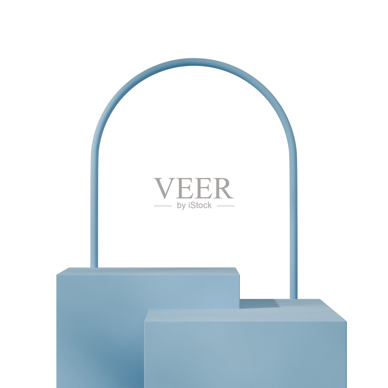 方块形状的浅蓝色讲台在广场,拱形背景3d渲染图像的透明背景照片摄影图片