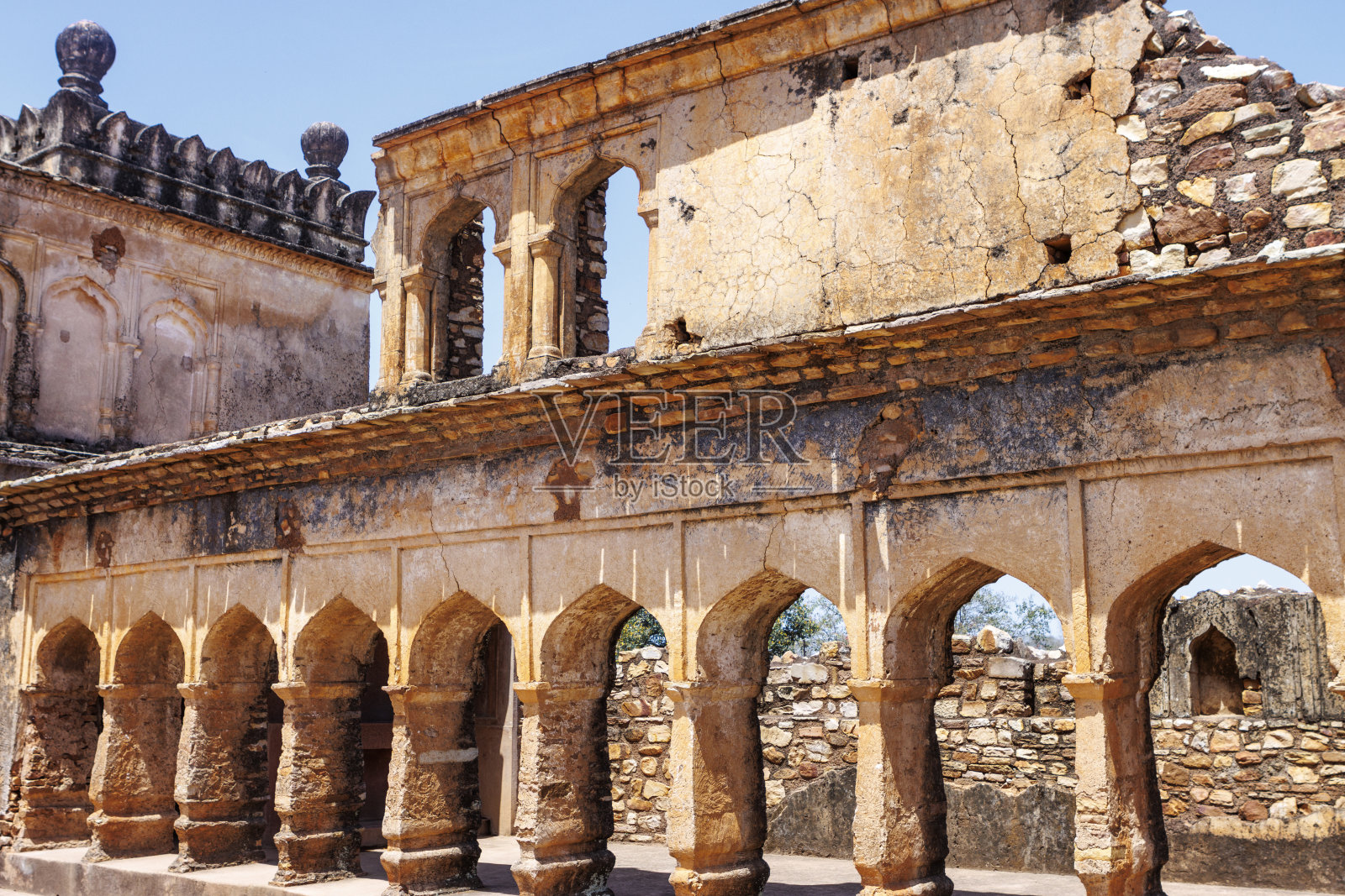 亚洲,印度北方邦,卡林贾尔堡,拉贾·阿曼·辛格宫殿的正面照片摄影图片