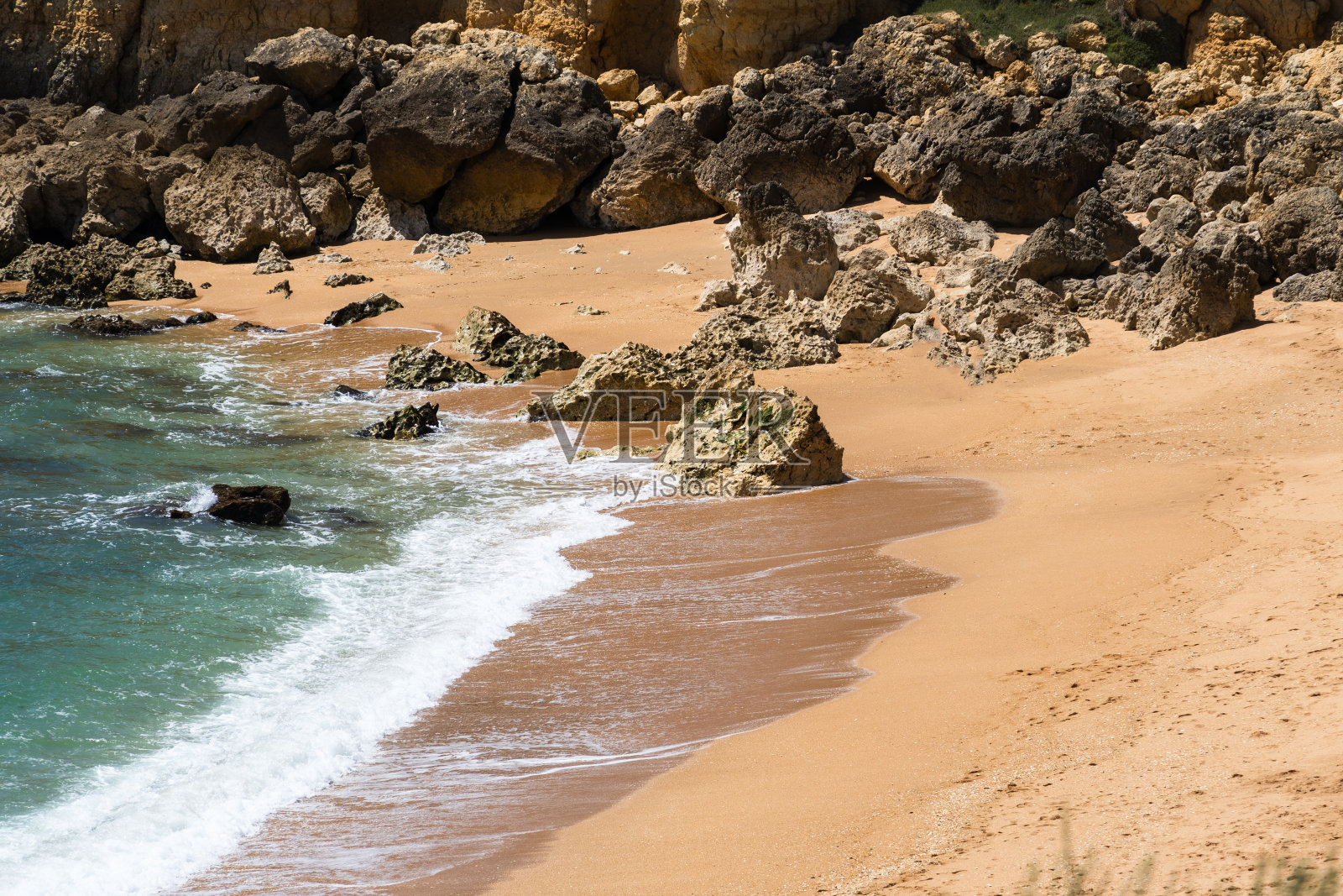 葡萄牙阿尔加维地区阿尔布费拉的美丽海景照片摄影图片