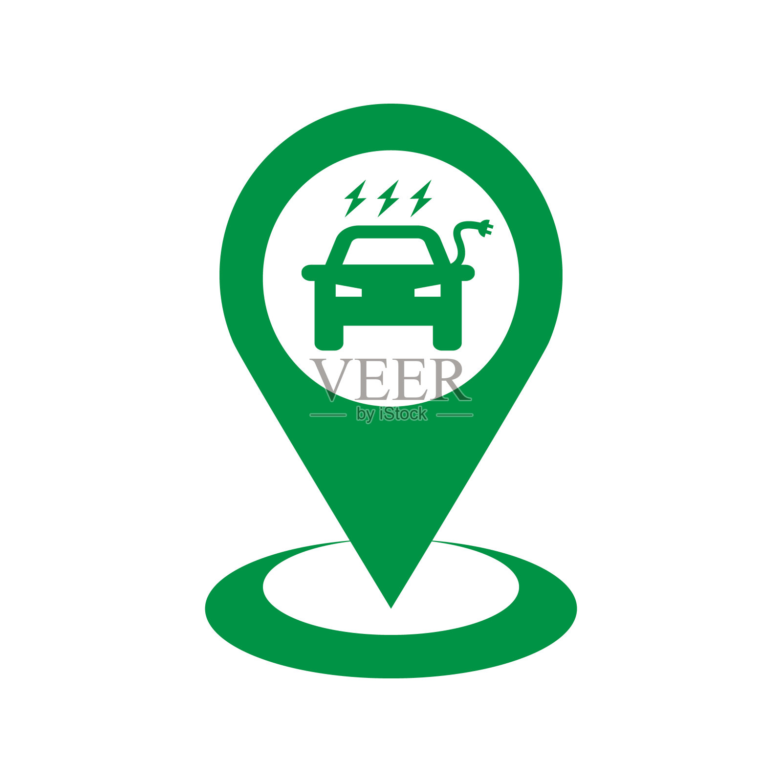 电动汽车充电站位置,地图插针的充电站-矢量标志。插画图片素材