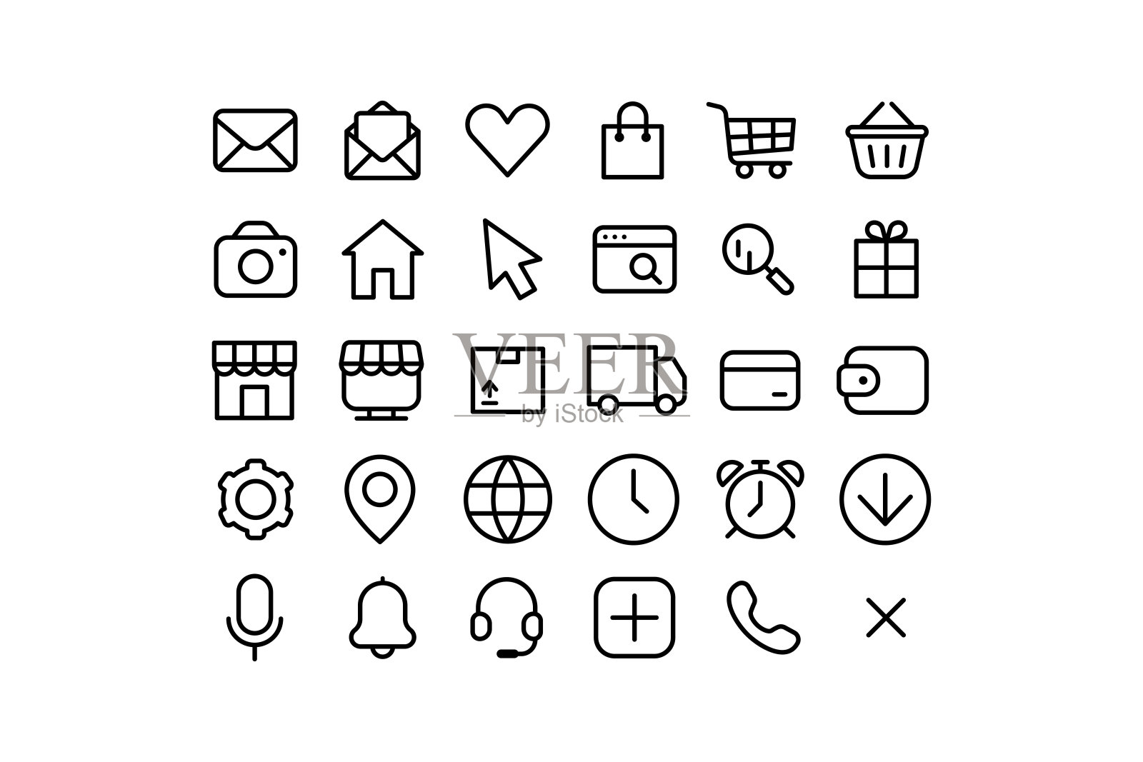 收集简单的线性网络图标的订单,商店,和其他。向量的迹象插画图片素材