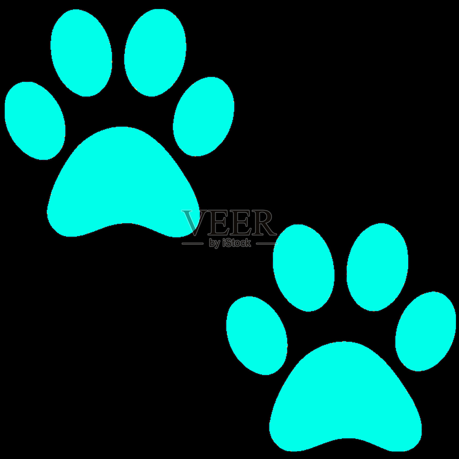 蓝狗爪插画图片素材