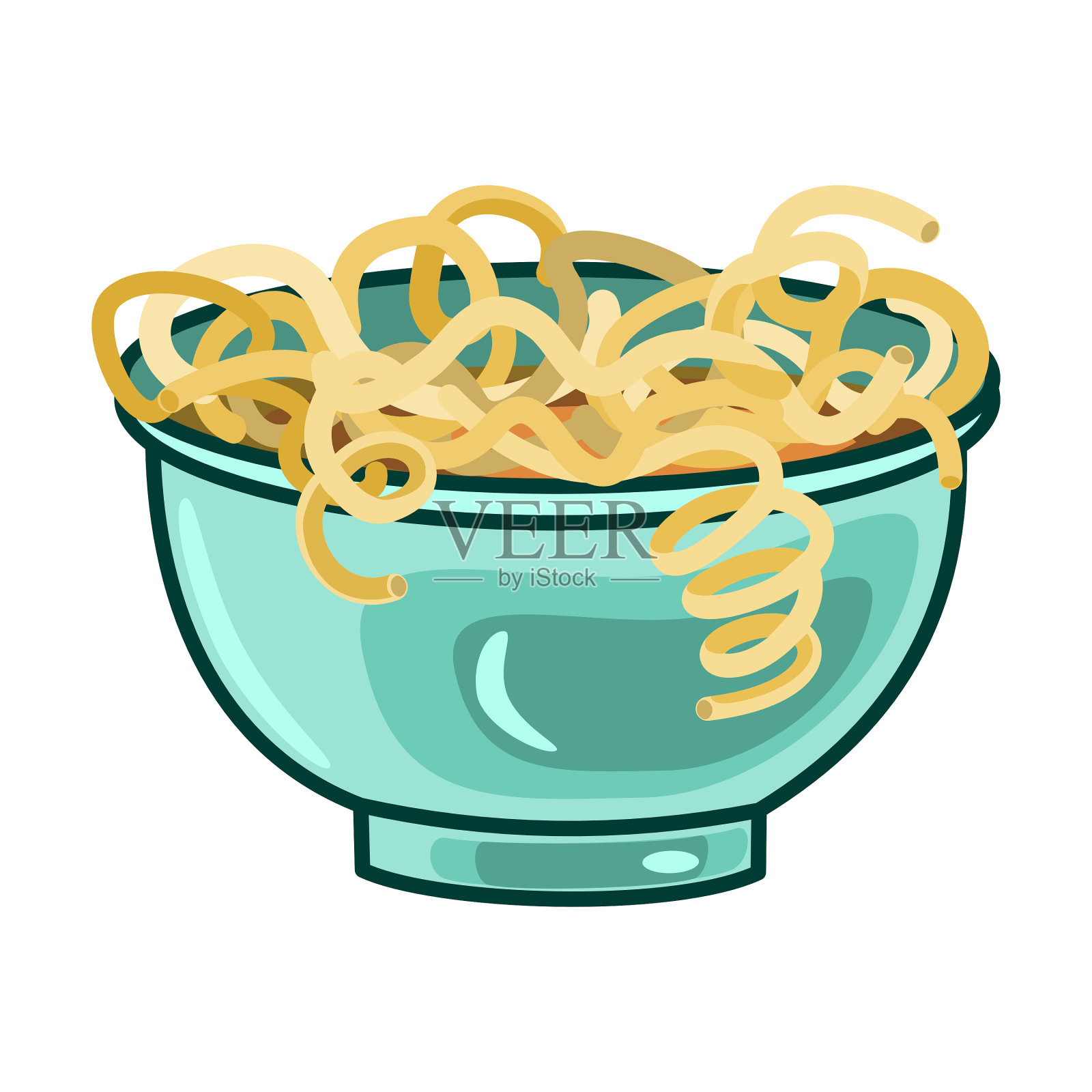 碗里的乌冬面插画图片素材