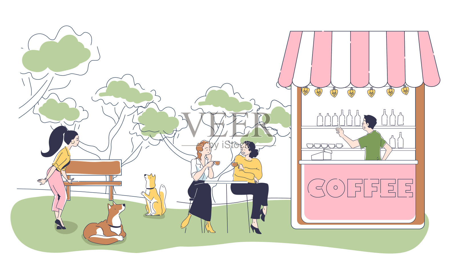 咖啡店矢量简单插画图片素材