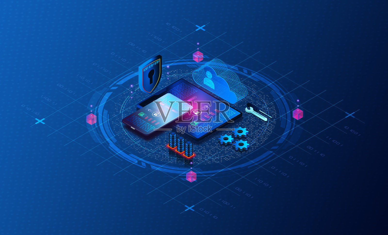 移动设备管理概念- MDM - 3D插图插画图片素材