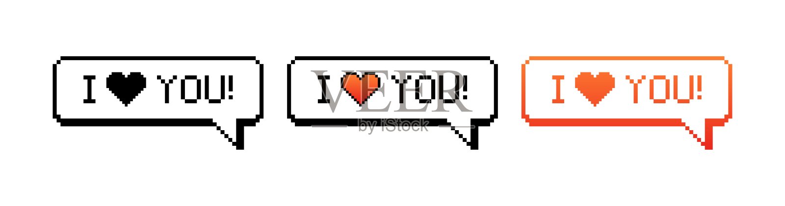 我爱你泡泡。社交媒体集。轮廓和扁平的风格。矢量图标插画图片素材