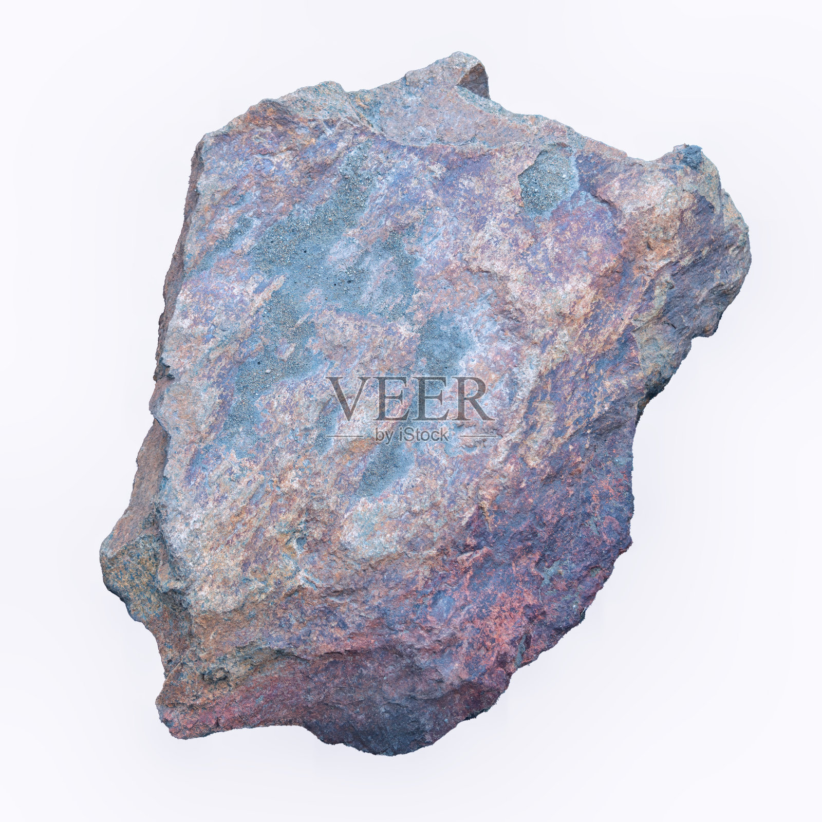 标本岩石天然赤铁矿,铁矿矿物石孤立在白色背景上。照片摄影图片