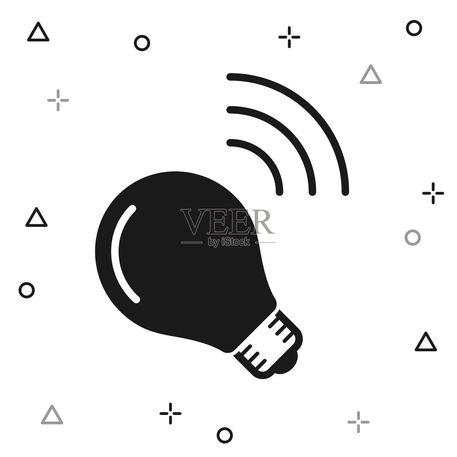 智能灯泡。白色背景图标插画图片素材