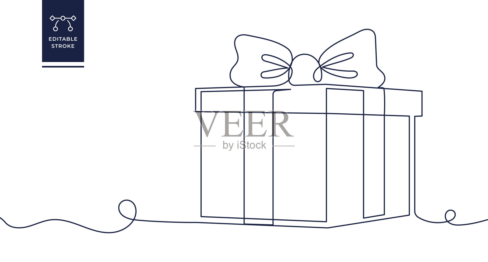 礼盒连续线图标插画图片素材