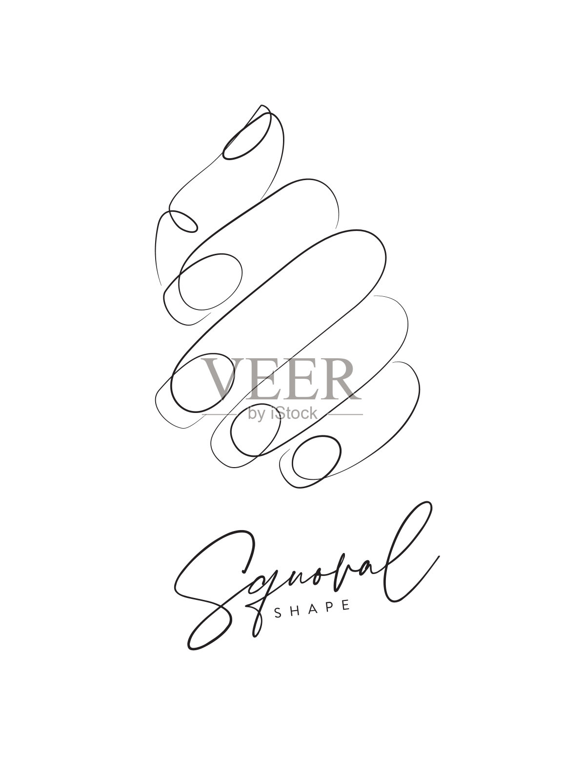 女人手与椭圆形指甲米色插画图片素材