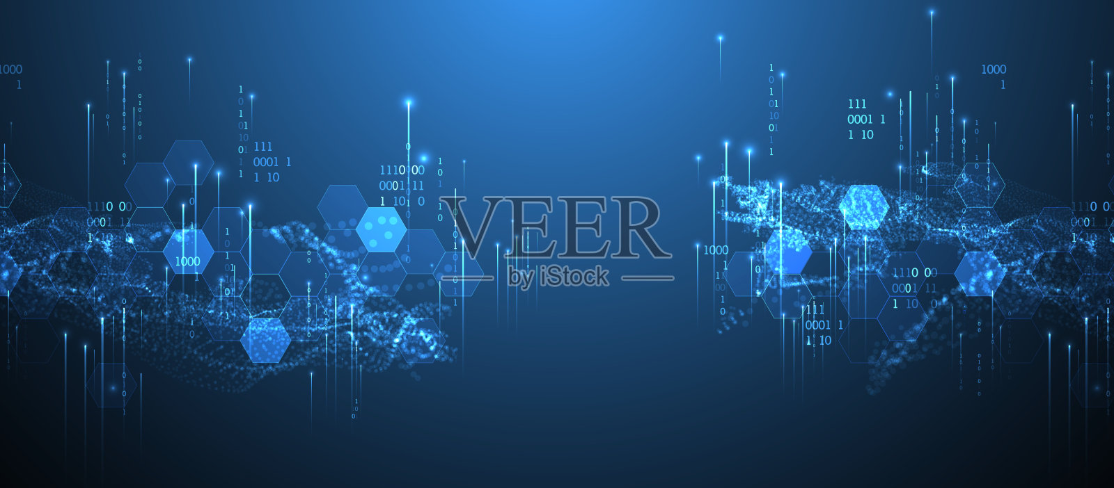 大数据。抽象数字未来的矢量插图上的技术背景。数据挖掘和管理的概念。手绘艺术。插画图片素材