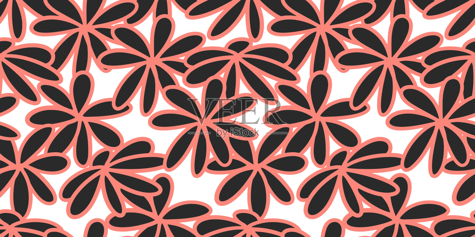 手绘花朵无缝图案。花矢量背景。插画图片素材