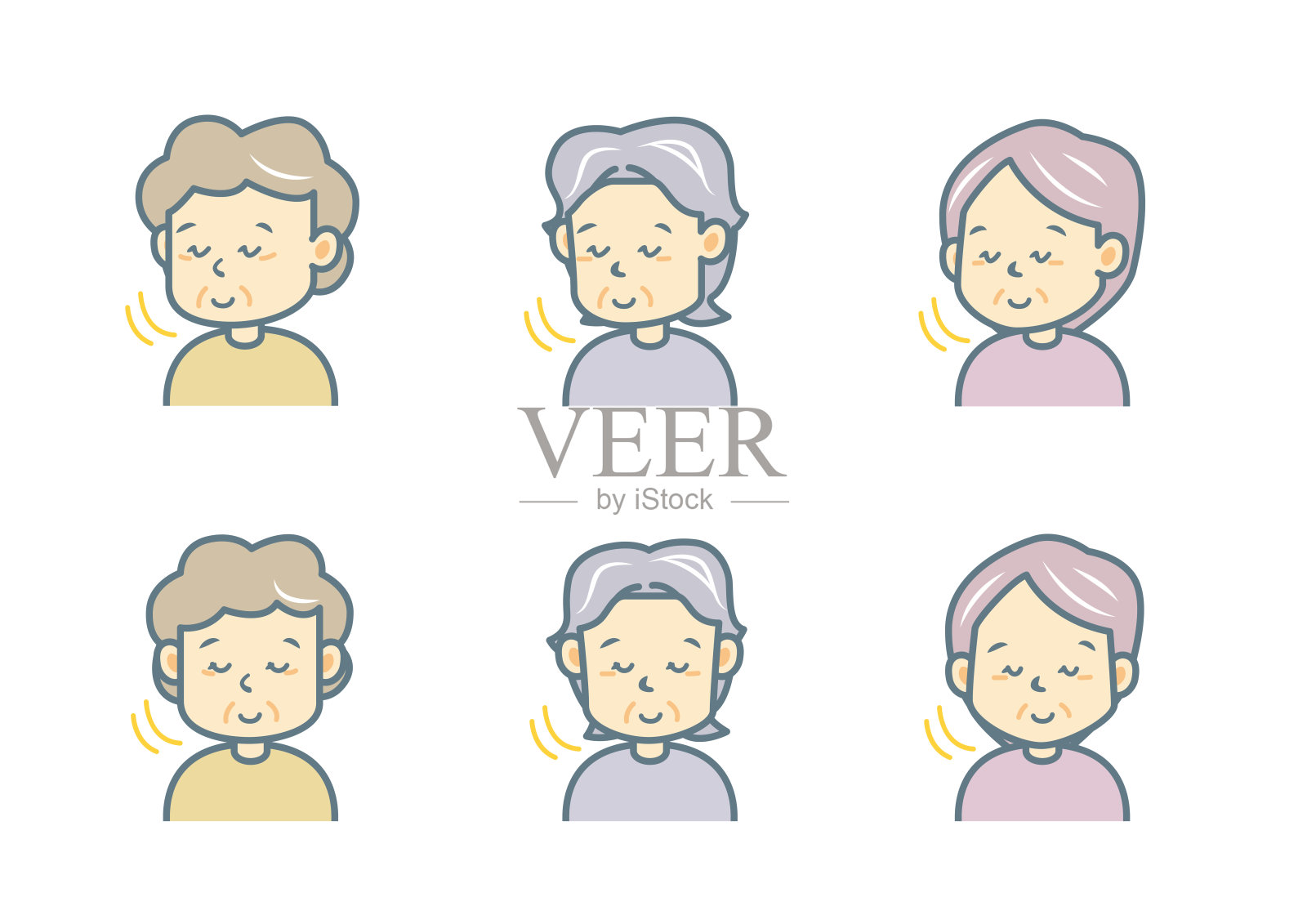 简单的面部表情插图集插画图片素材