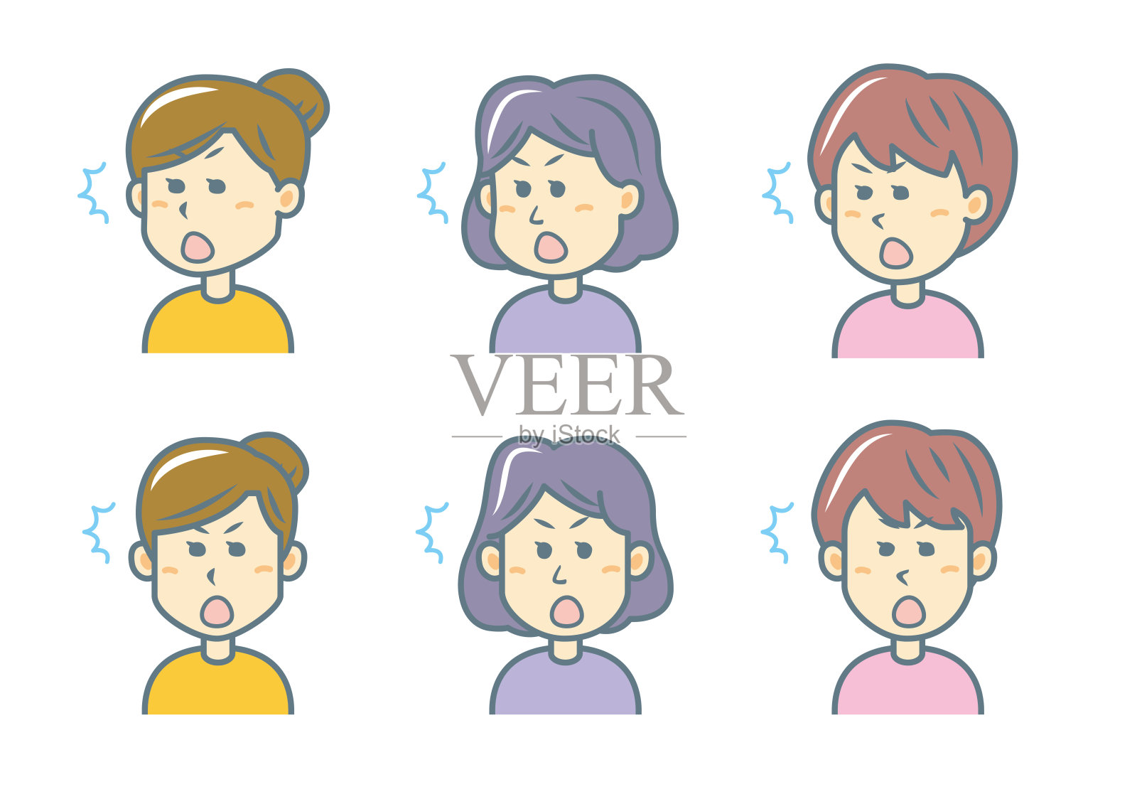 简单的面部表情插图集插画图片素材