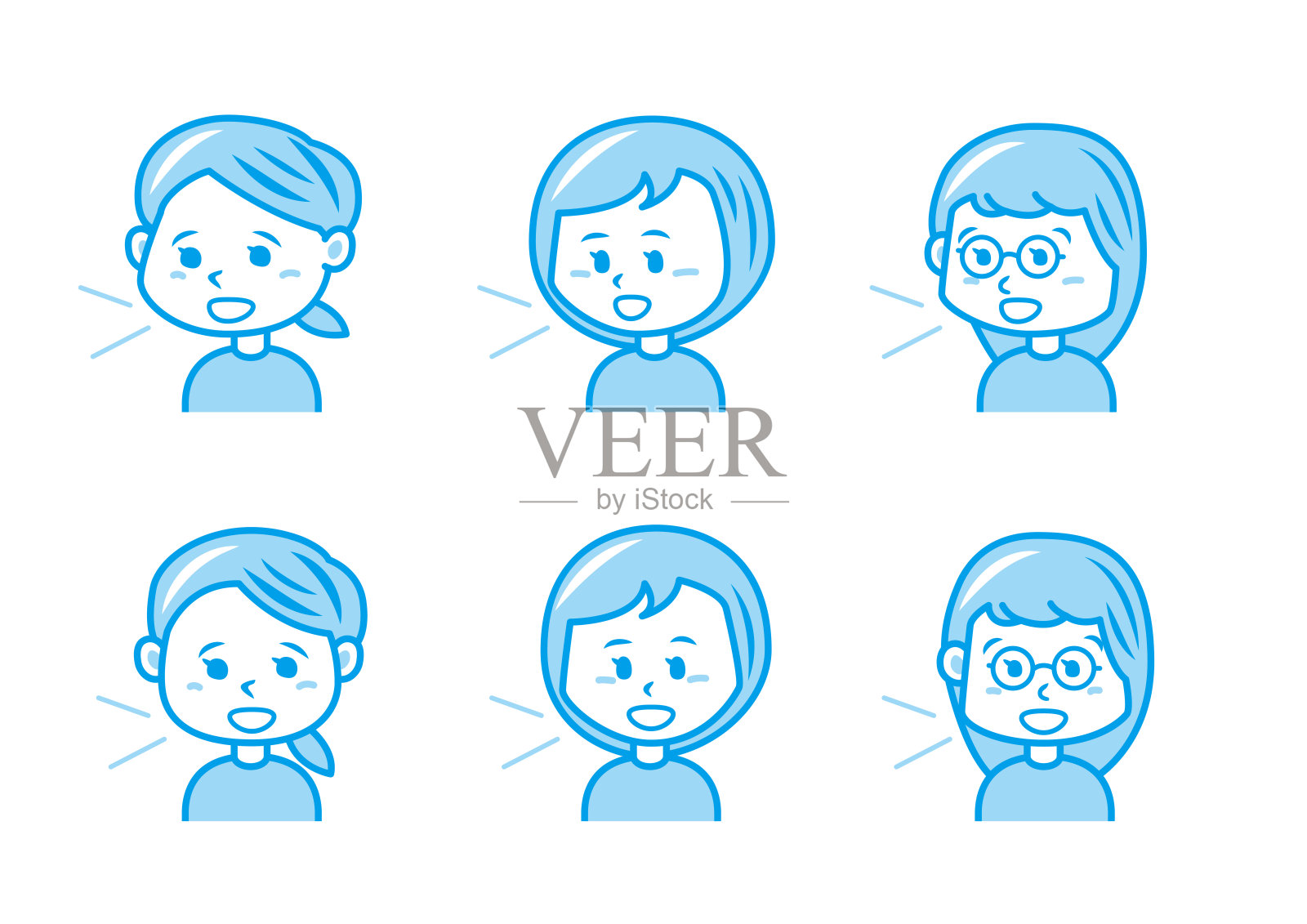 简单的面部表情插图集1色插画图片素材