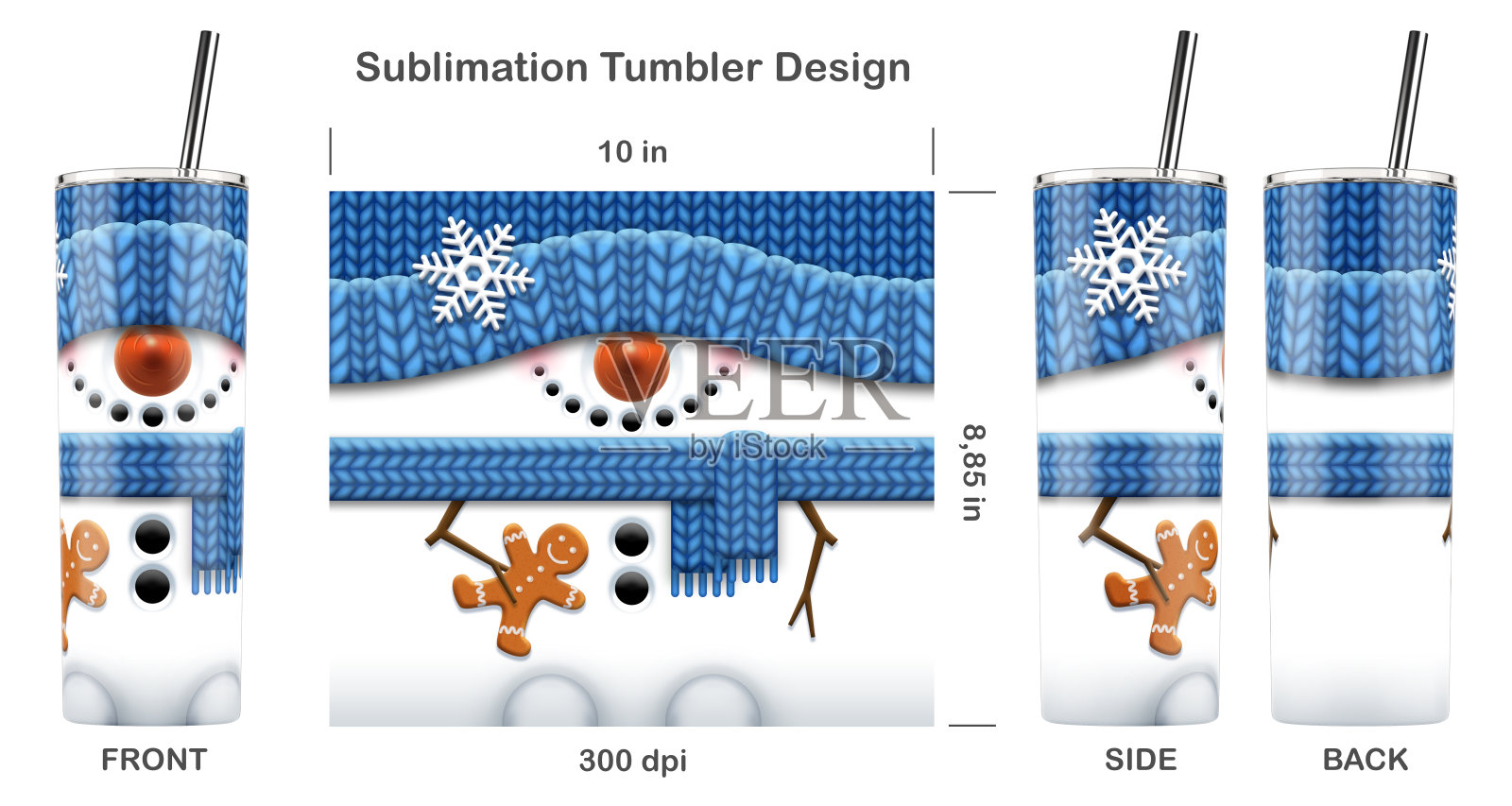 有趣的圣诞雪人。升华插图。插画图片素材
