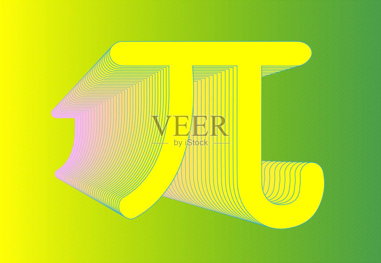 彩色Pi符号插图与重复的轮廓创建一个3D效果。插画图片素材