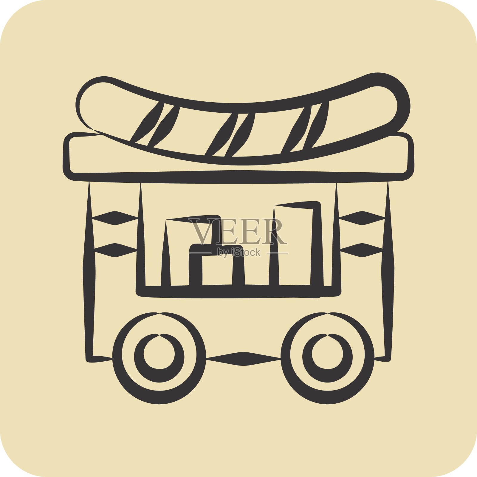 图标餐车。与城市标志有关。手绘风格。简单的设计说明插画图片素材