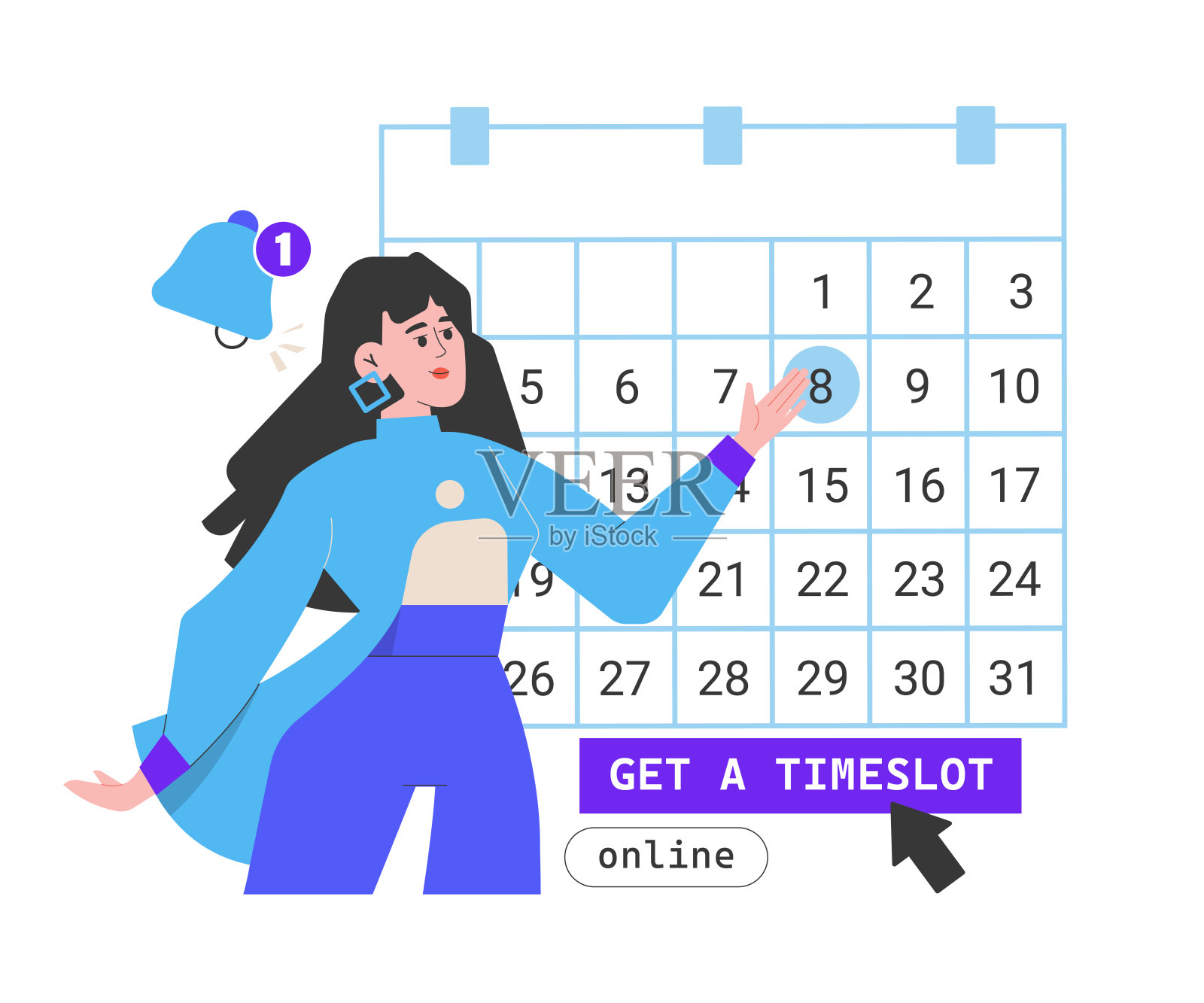 选择在线会议的日期插画图片素材