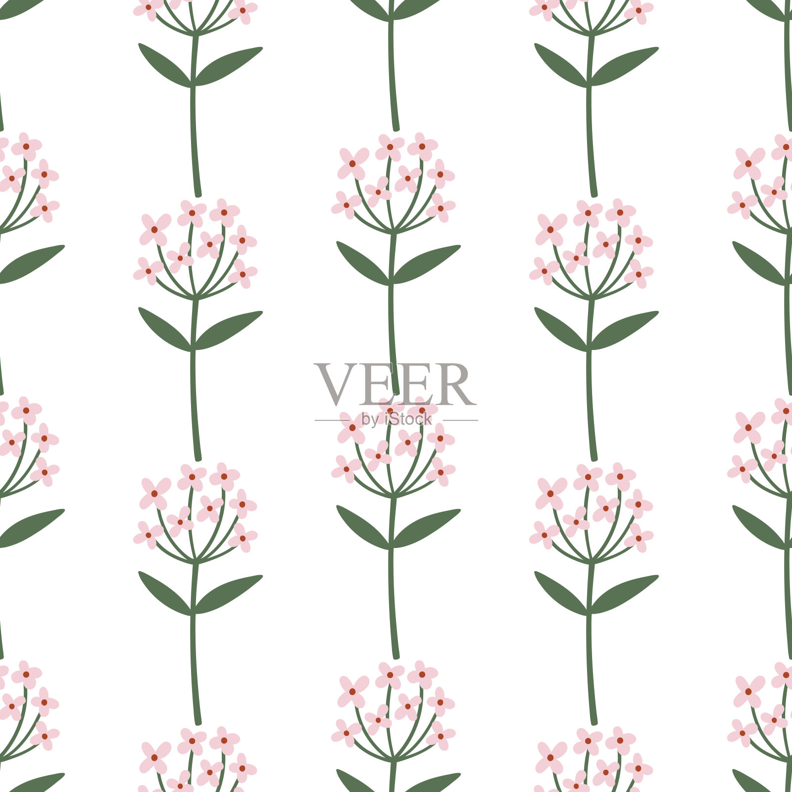 简单的野花在白色背景无缝图案插画图片素材