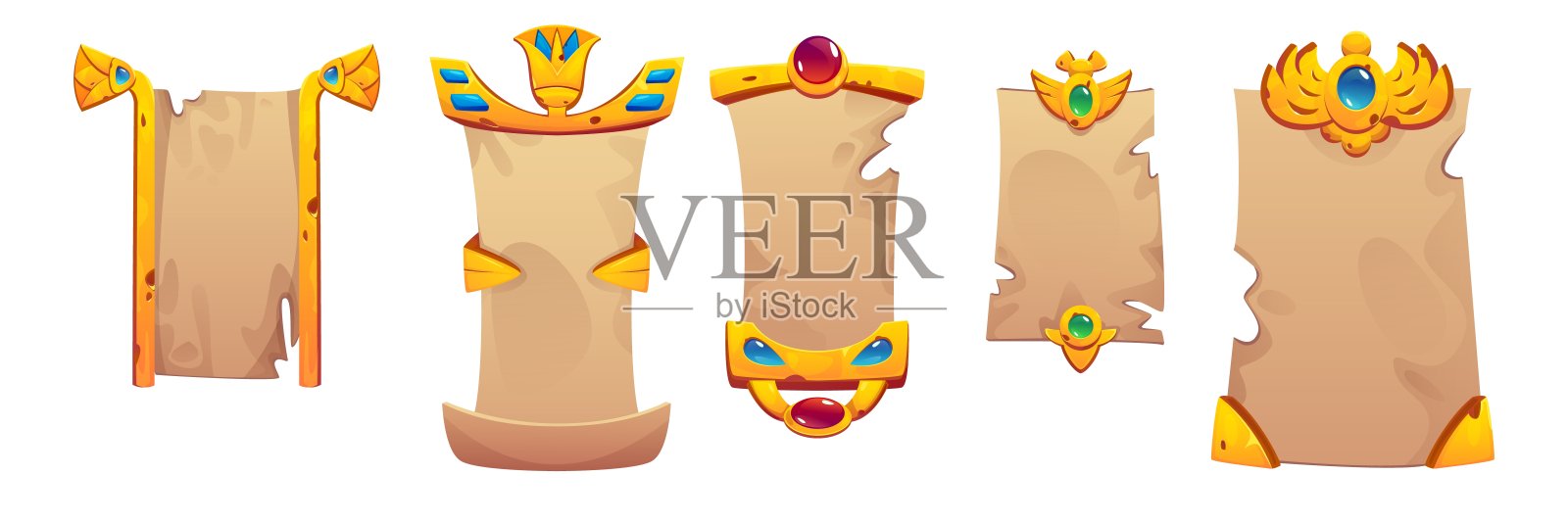 古埃及游戏框架使用纸莎草元素插画图片素材