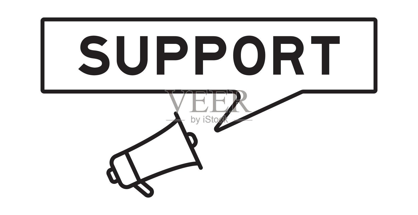 扩音器图标与语音气泡在word支持白色背景插画图片素材