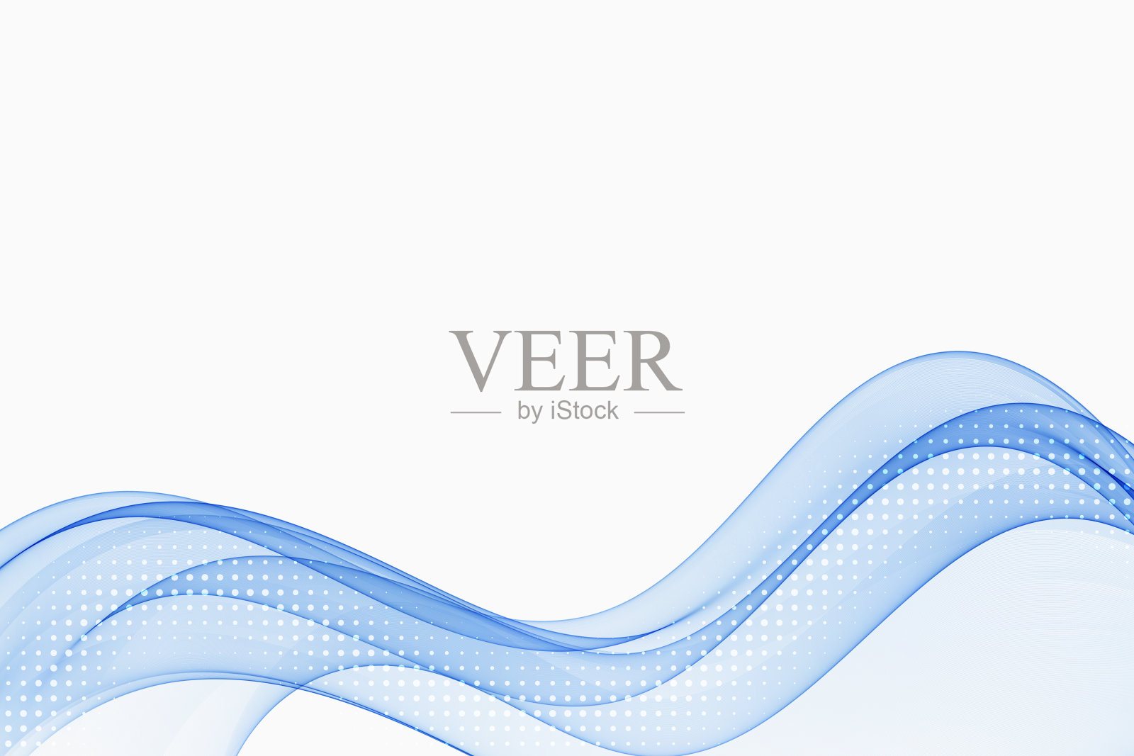 抽象透明波浪背景,蓝色波浪线与半色调效果插画图片素材