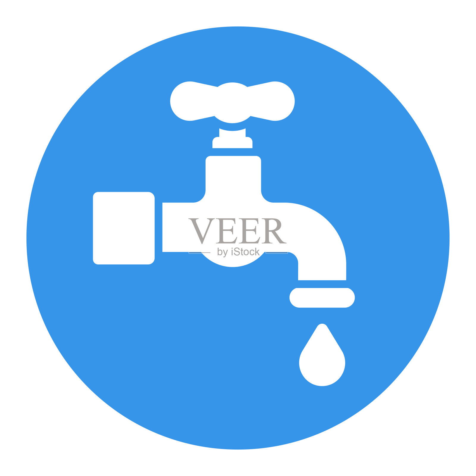 水龙头与下降矢量字形图标插画图片素材