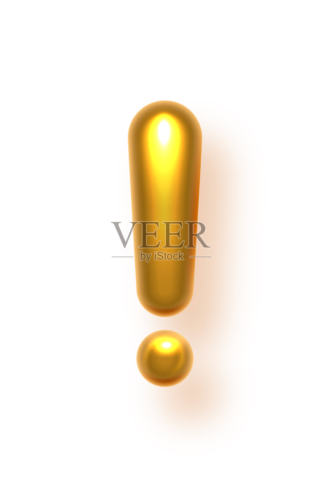 金色感叹号图标。金色警报标志在黄色气球金属字体。谨慎的象征。重要信息通知。危险信号。三维真实感矢量插图插画图片素材