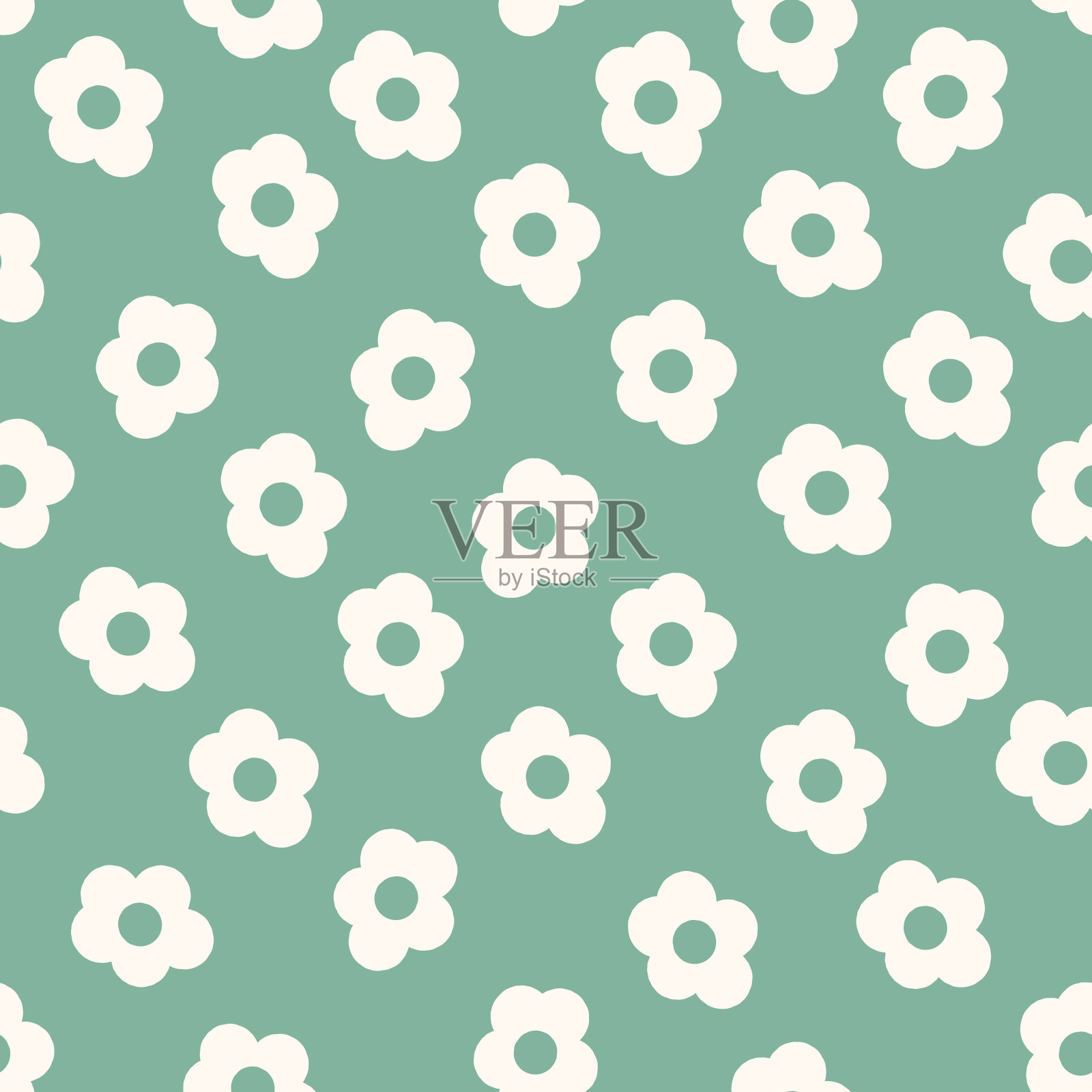 简单的花朵无缝图案。花无尽的背景。花点缀瓷砖。天真的植物重复掩护。矢量手绘插图。插画图片素材