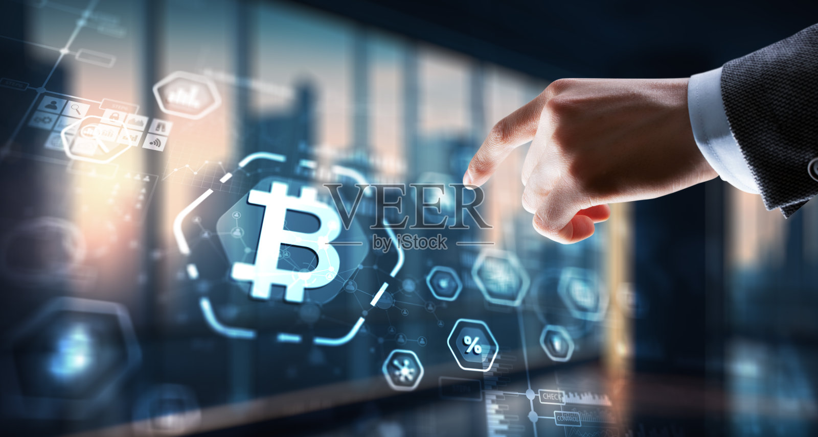 多边形比特币背景科技概念2024照片摄影图片