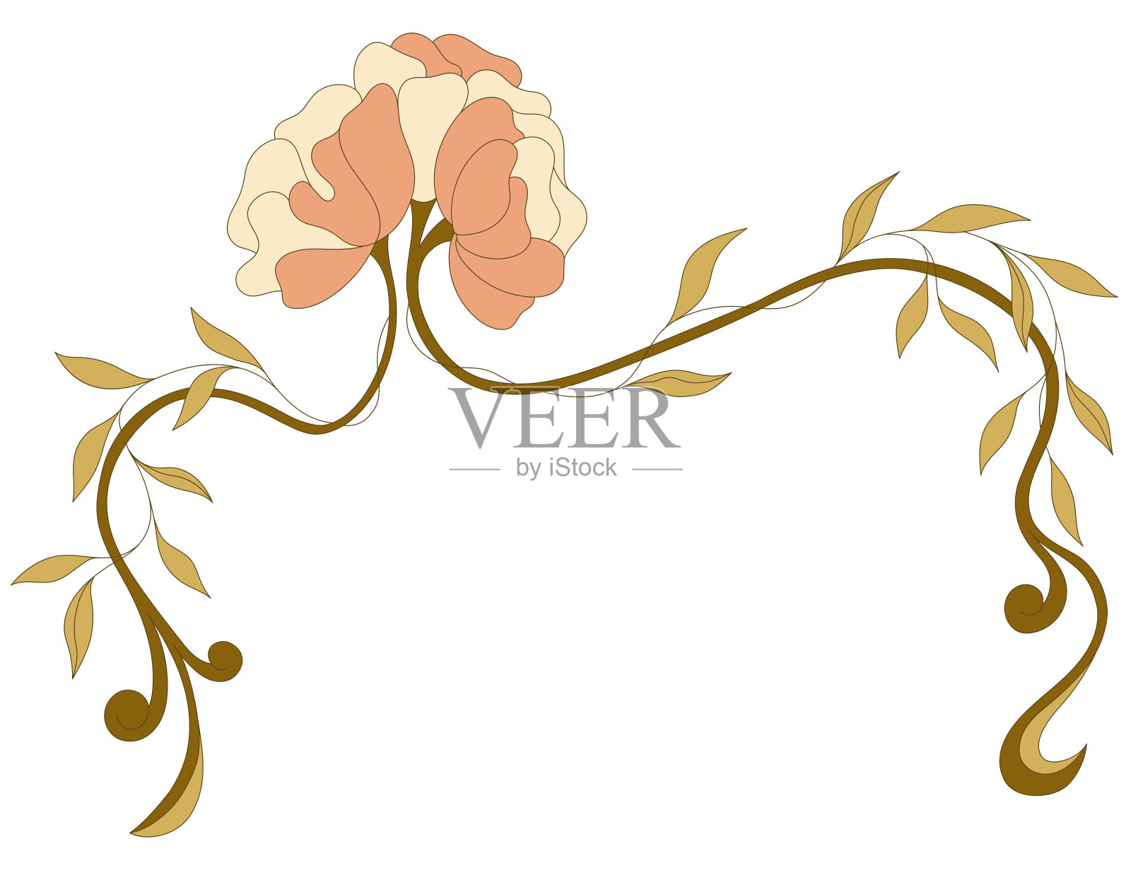 新艺术风格的花卉元素。装饰元素。向量。插画图片素材