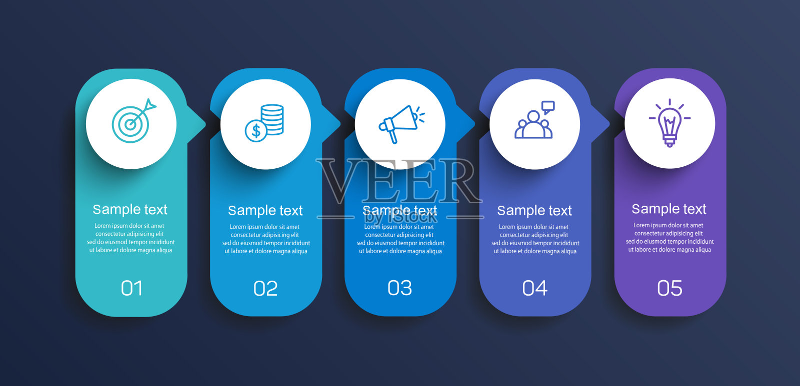 业务信息图表模板与5个选项或步骤插画图片素材
