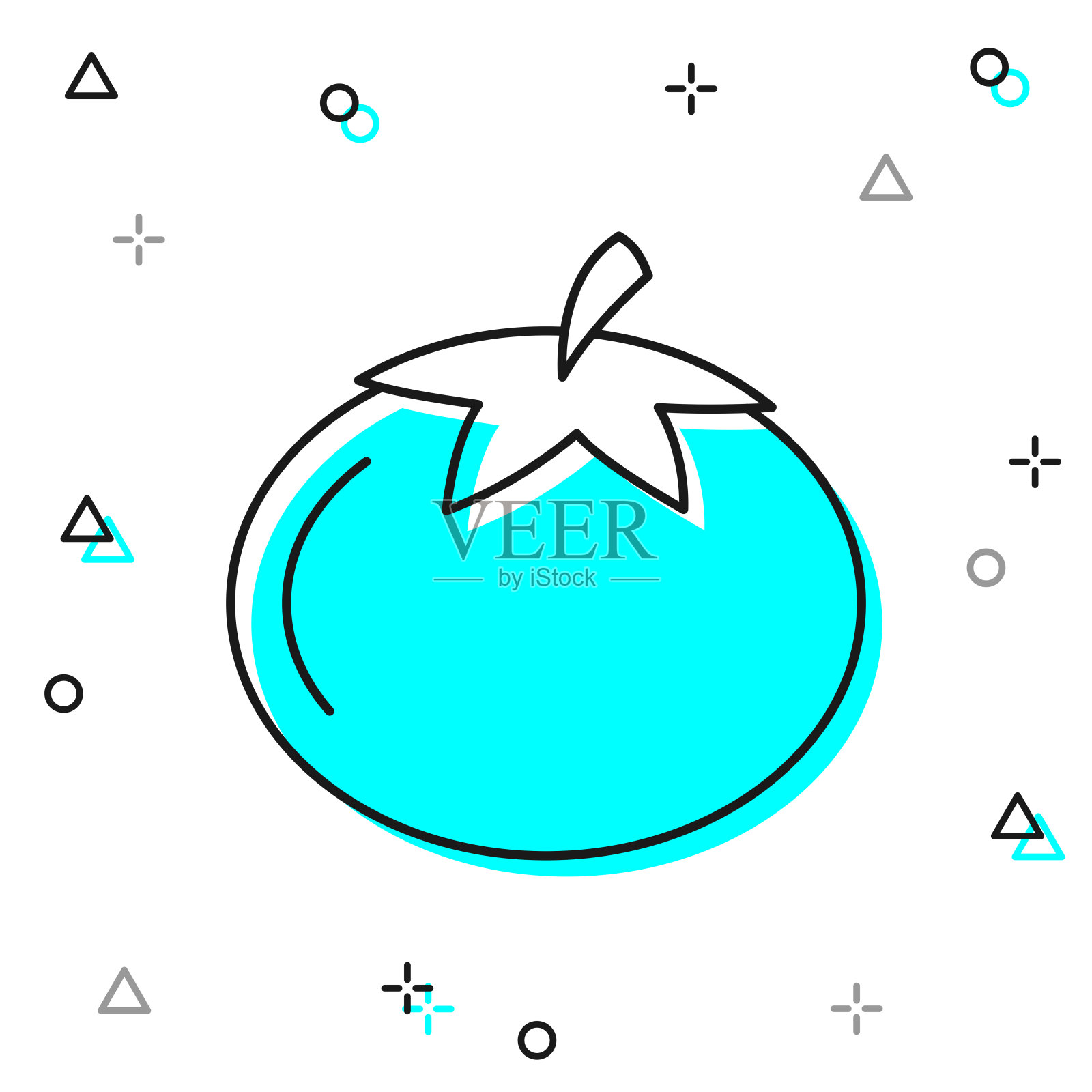 番茄。白色背景上的线图标插画图片素材