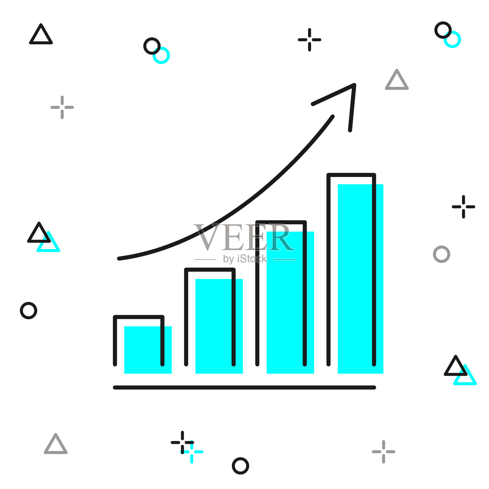日益增长的图表。白色背景上的线图标插画图片素材