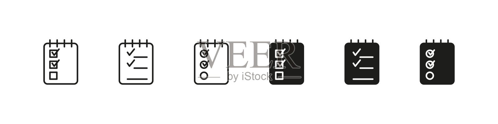 检查表矢量图标集。剪贴板与chrckboxes图标。插画图片素材