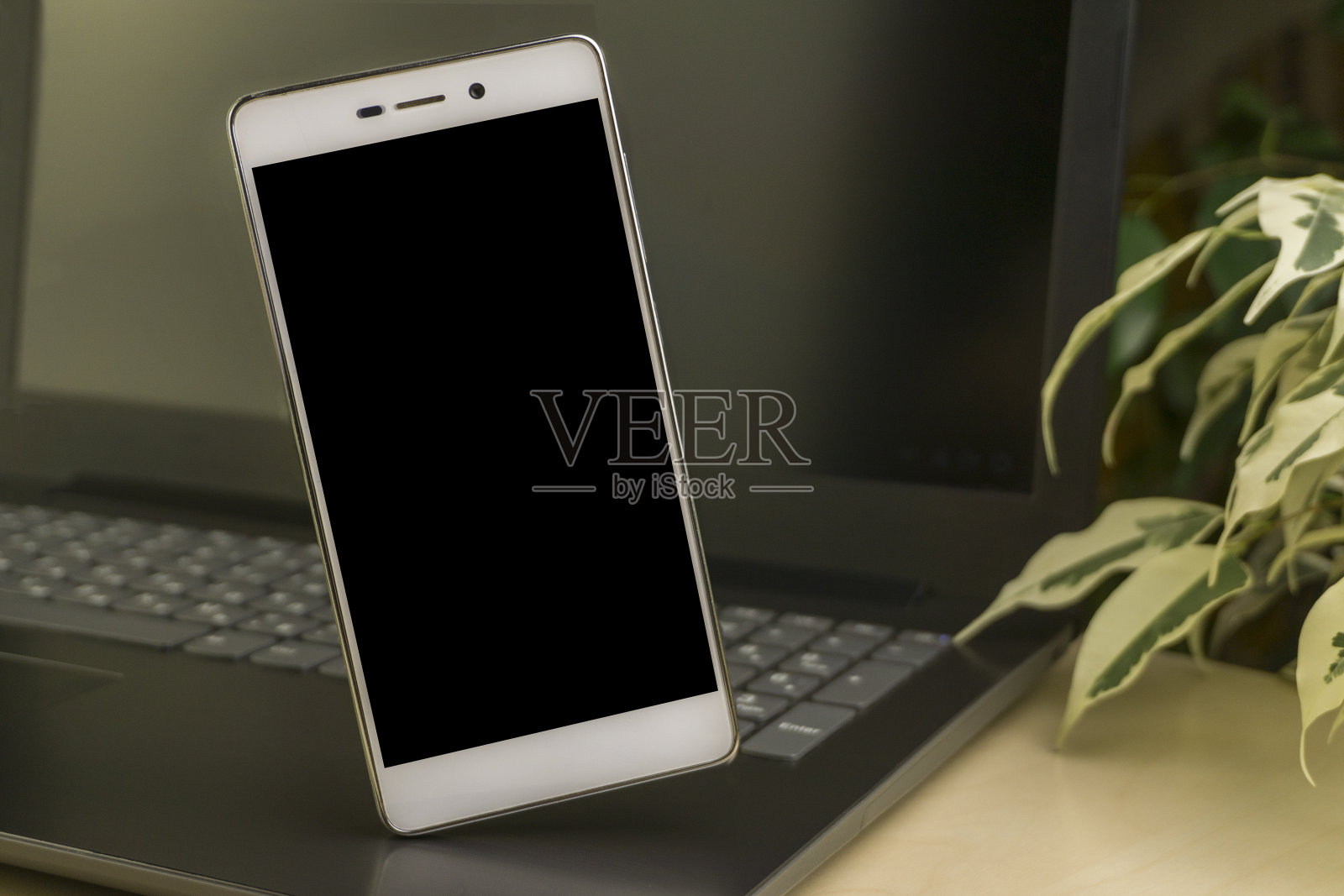 网上购物的概念。小快递箱,智能手机,购物袋,购物篮,手提电脑。本空间照片摄影图片